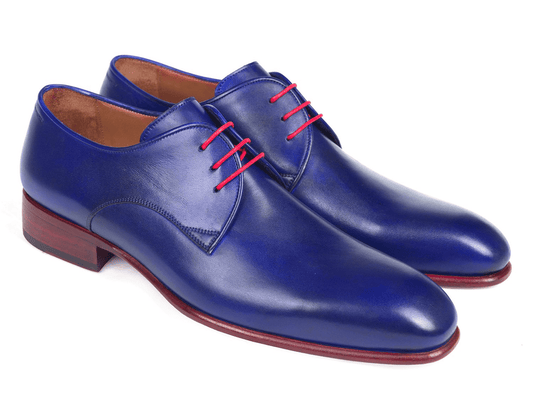 Paul Parkman Blue Hand Painted Derby Shoes (ID#633BLU13) | Monni's Boutique