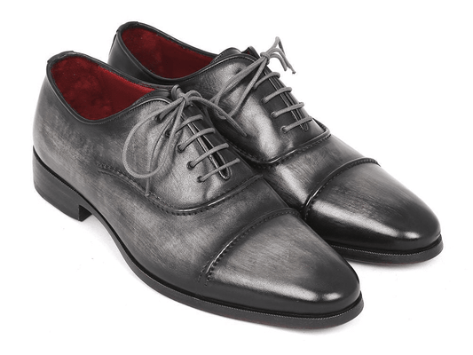 Paul Parkman Captoe Oxfords Gray & Black Hand Painted Shoes (ID#077-GRY) | Monni's Boutique