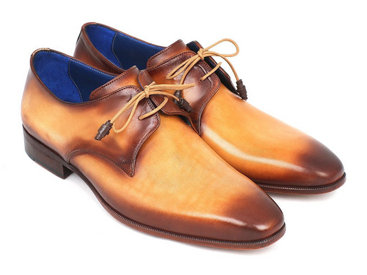 Paul Parkman Brown & Camel Hand-Painted Derby Shoes (ID#326-CMLBRW) | Monni's Boutique