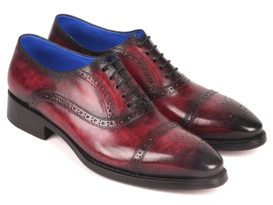Paul Parkman Bordeaux Burnished Goodyear Welted Cap Toe Oxford Shoes (ID#79BRD68) | Monni's Boutique