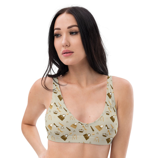 Beige Women's Monogram Recycled padded bikini top