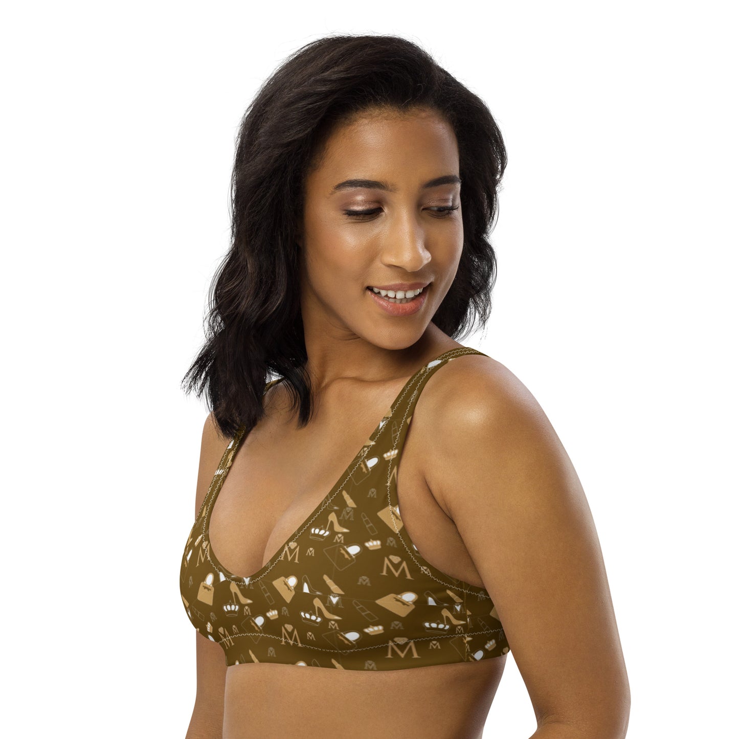 Brown Women's Monogram Recycled padded bikini top