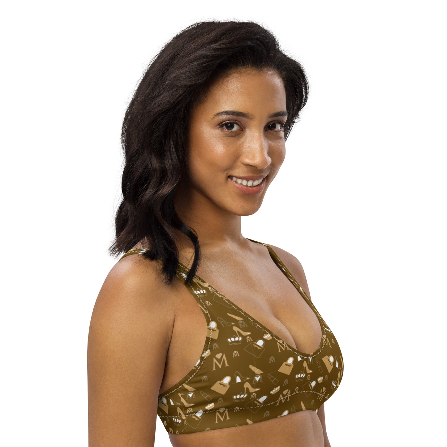 Brown Women's Monogram Recycled padded bikini top