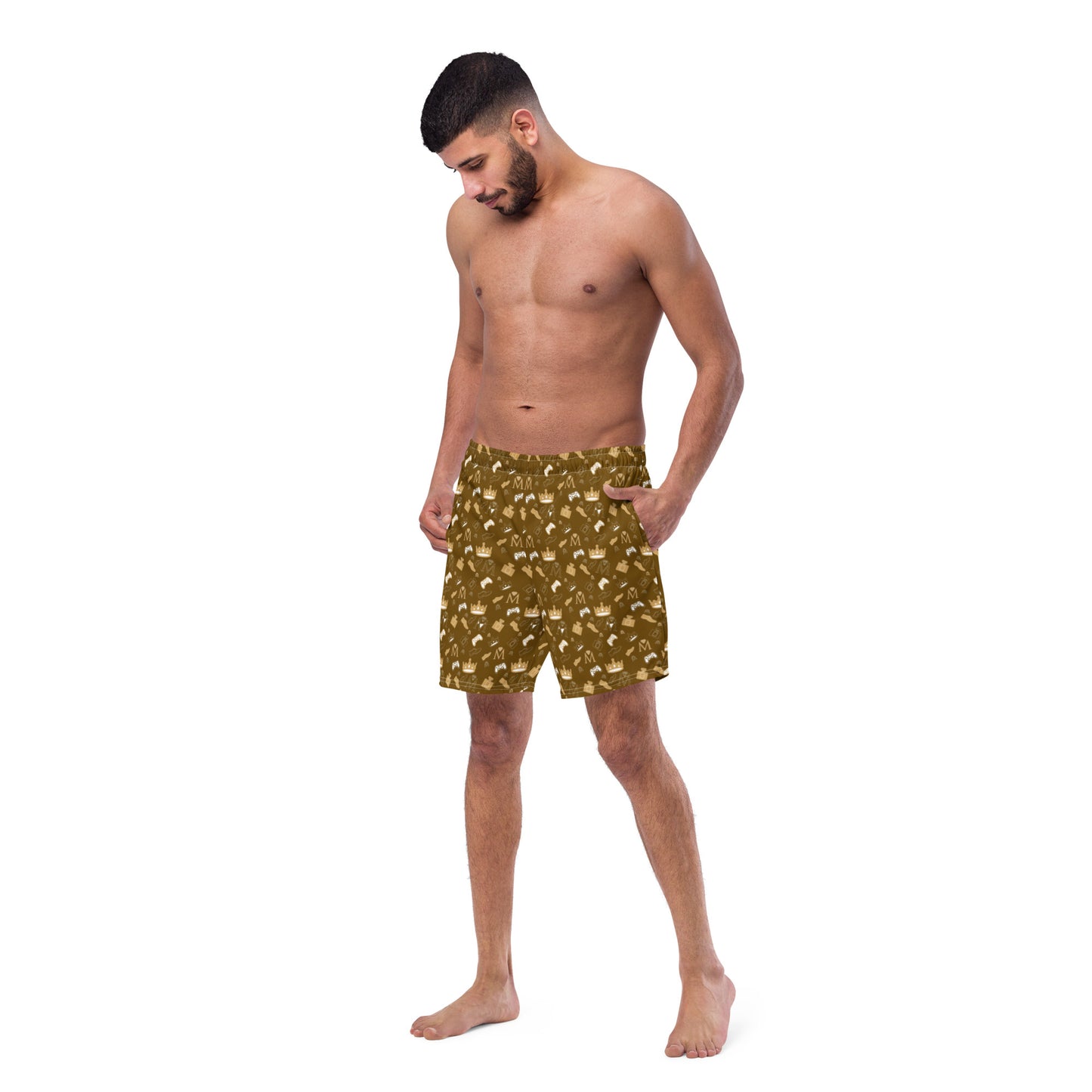 Tan Men's Monogram swim trunks