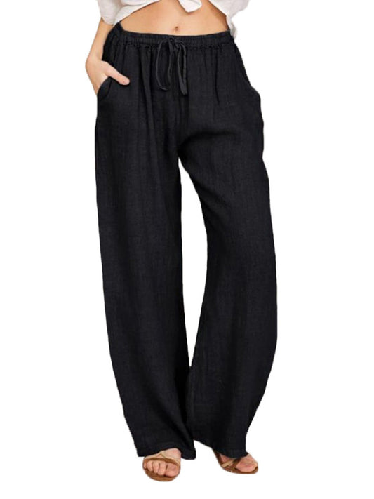 Women's Casual Cotton Loose Pocket Drawstring Pajama Pants