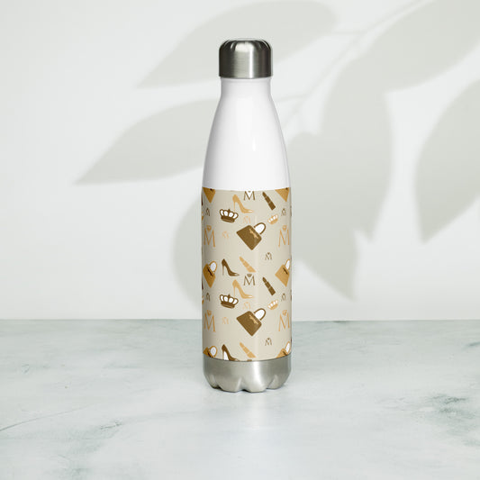 Beige Women's Monogram Stainless Steel Water Bottle